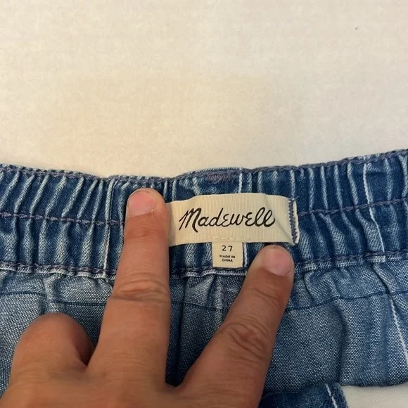 MADEWELL DENIM INDIGO WINDOWPANE HIGH RISE SHORTS 27 - Picture 7 of 16